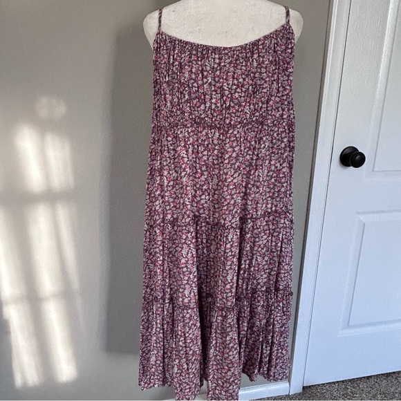 Floral Tiered Midi Dress Boho Beach Sundress Flowy Lightweight Summer XL - Picture 2 of 16